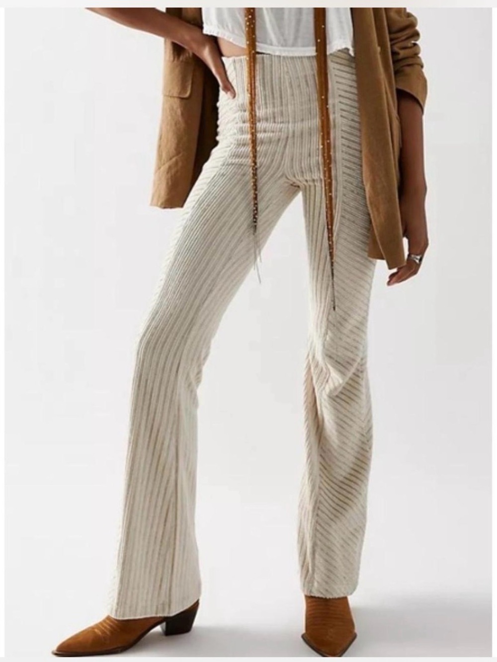 Free people Ribbed Flare Pants in Cream
